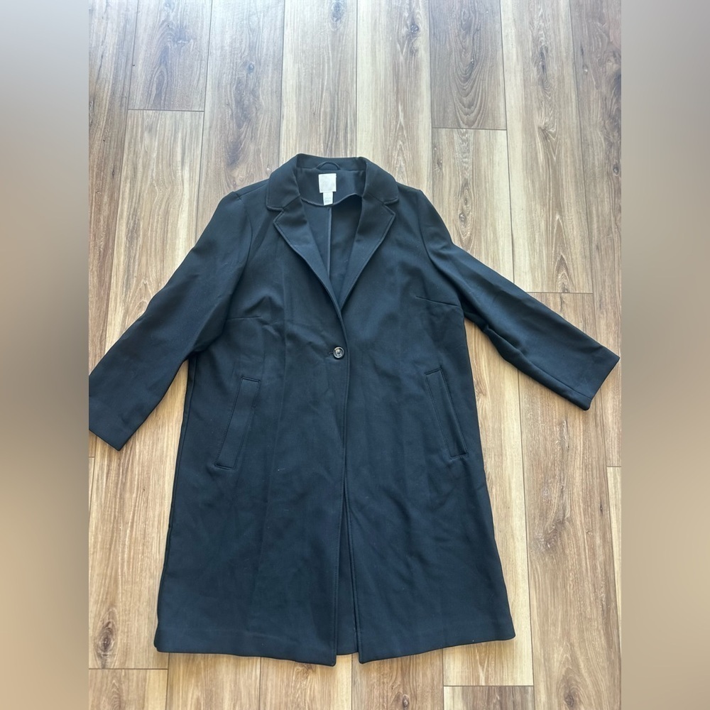 H&M womens Black Trench Coat size large